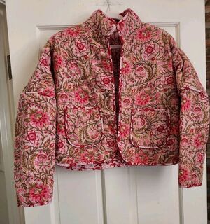 Cottagecore Lagenlook Coastal Grandma Boho Boxy Cotton Paisley Adorn Jacket